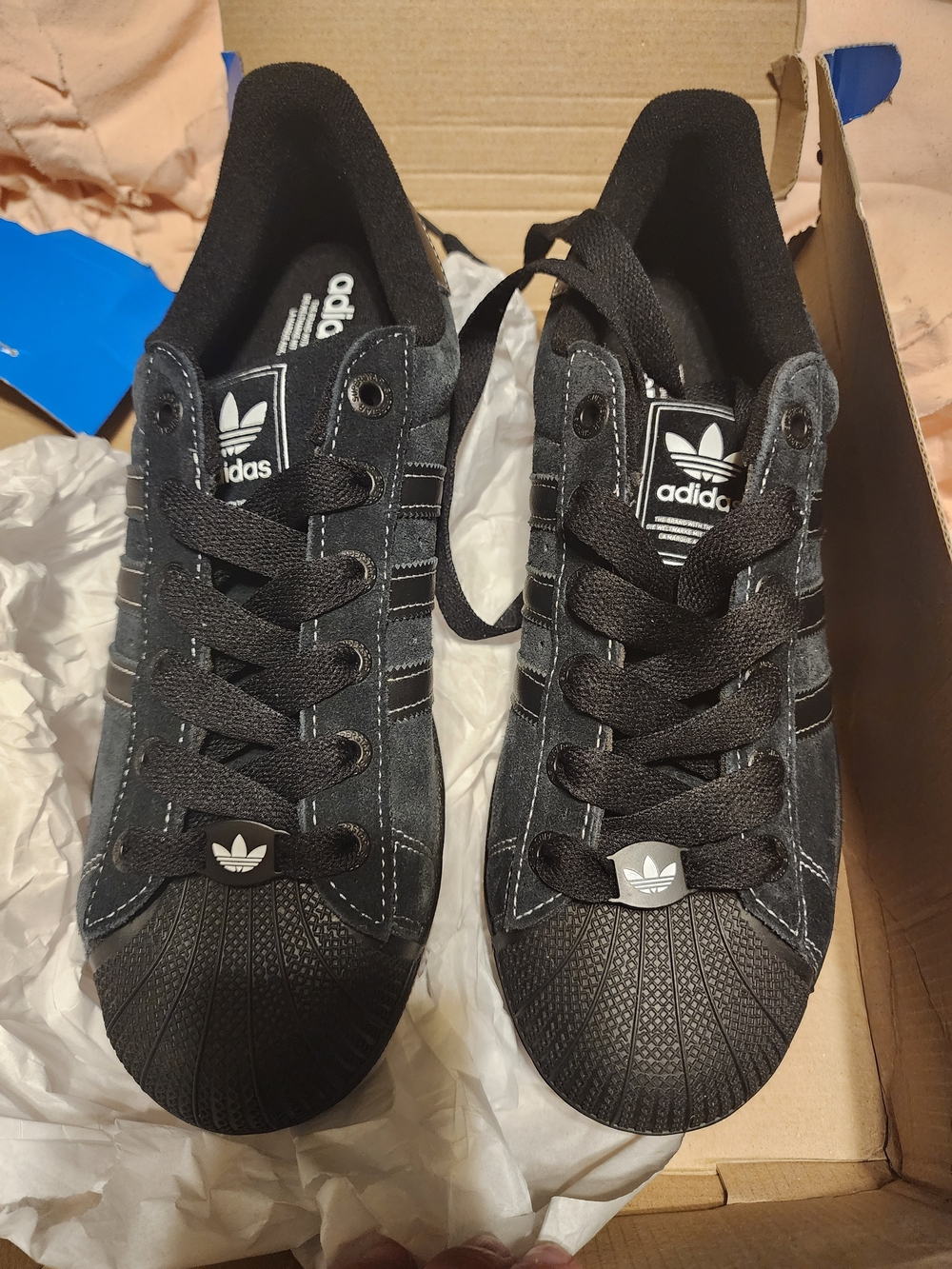 Adidas Black Superstar Suede Sneakers